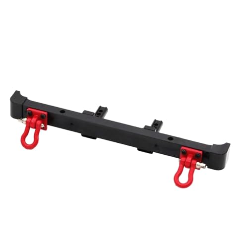 Metal Front and Rear Bumper Set with Bull Bar Red Tow Hooks Upgrades for MN MN128 1/10 RC Crawler Car Accessories (Rear Black) - color: Rear Black