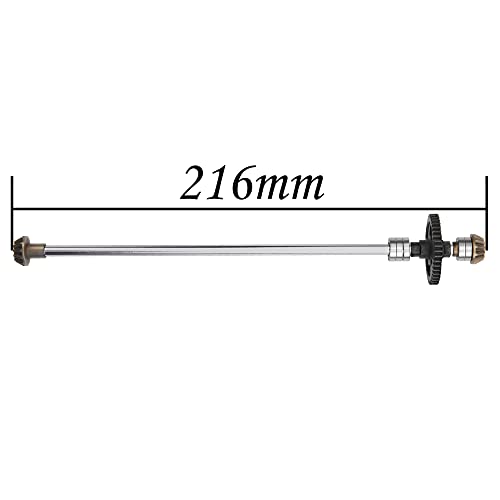 Metal Center Drive Shaft RC Car Central Transmission Shaft w/ 27T Motor Gear Upgrade Part Compatible with Wltoys 124018 124019 1/12 RC Car Buggy (Silver) - color: Silver