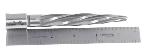 Accusize Industrial Tools 9/16'' H.S.S. Aligning Reamer with 3/4'' / 0.75'' Weldon Shank, Spiral Flute, 0521-0916 - size: 9/16 in.