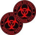 2-3"x 3" Zombie Outbreak Response Unit Decal Set Red Black Team Window Sticker Car Bumper Window
