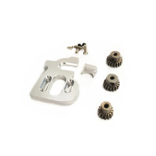 Rc Upgrade Spare For Wltoys 144010 124017 124016 Rc Car Adjustable Motor Bracket Mount With 15T 17T 19T Gears Pinions Set Upgrade Parts Accessories(Silver) - color: Silver