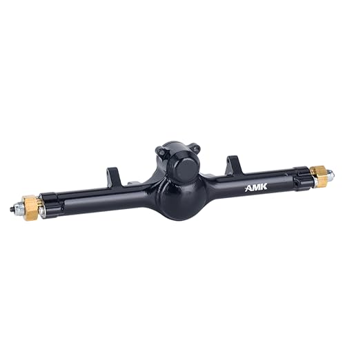 AMK SCX24 Axles +8mm Wide CNC Aluminum Front & Rear Axle Set with Brass Steering Knuckles, 3-Section CVD Drive Shafts (52° Max Steering Angle) for Axial SCX24 1/24 RC Crawler Upgrade Parts
