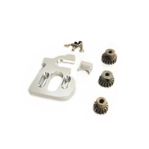 Rc Upgrade Spare For Wltoys 144010 124017 124016 Rc Car Adjustable Motor Bracket Mount With 15T 17T 19T Gears Pinions Set Upgrade Parts Accessories(Silver) - color: Silver