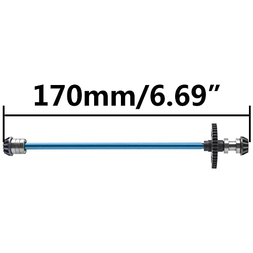 Metal Center Drive Shaft RC Car Central Transmission Shaft w/ 27T Motor Gear Upgrade Part Compatible with Wltoys 144001 1/14 RC Car Buggy (Blue) - color: Blue