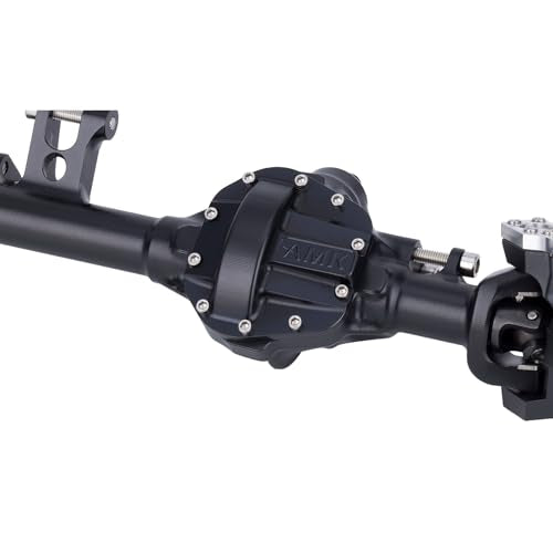 HD44 Axles, 1/10 RC Offset Straight Axles, CNC Aluminum Integrated Front & Rear Axles with High-Strength Steel Gears, for 1/10 RC Crawlers Vanquish VS4-10 & Axial SCX10 II Upgrades (Black) - color: Black