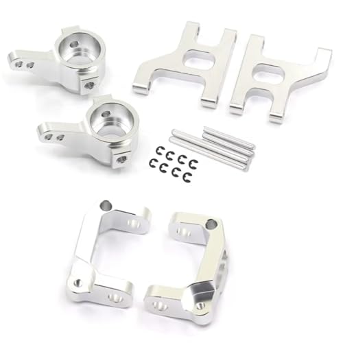 Compatible with Tamiya CC01 1/10 RC Crawler Car Upgrade Parts Metal Front Steering Cup C Hub Carrier Suspension Arm Set RC Car Accessories(Silver) - color: Silver