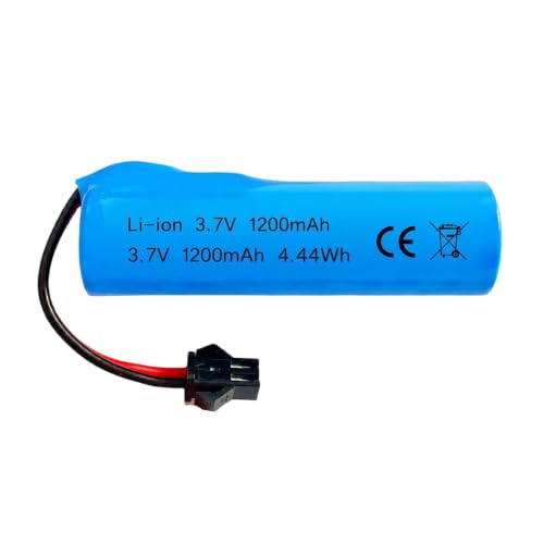 3.7V 1200mAh Li-ion Battery SM-2P Plug and 4-in-1 USB Charger for RC Cars RC Trucks Toy Robots Stunt Cars Bazooka Rocket Bubble Gun Replacement Battery