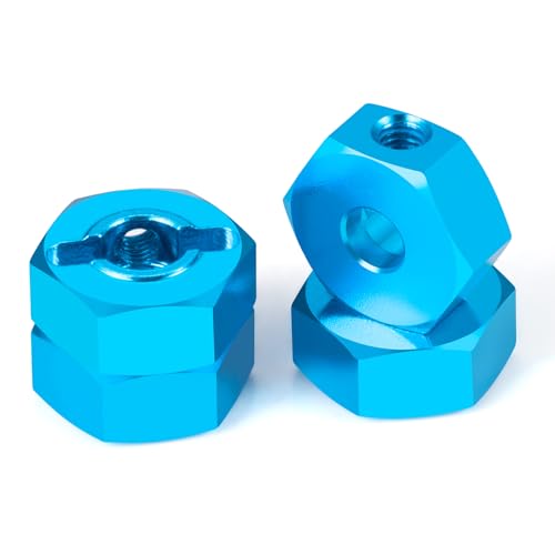 4PCS Aluminum Wheel Hex Hub Drive Adapter Combiner Coupler Compatible with Tamiya TT02 1/10 RC On Road Touring Car Upgrade Parts (Blue) - color: Blue