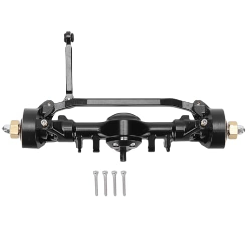 Drfeify RC Front Axle, Aluminum Brass Portal Upgrade Kit with Housing for 1/24 SCX24 RC Crawler Axle Housing Assembly Black