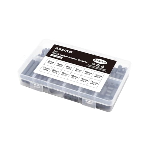 270Pcs ABS Round Spacers ID 3mm, OD 7mm | Length Ranges from 3mm to 35mm, Non-Threaded Outlet Screw Washers Suitable for M3 Screws Hardware Spacer Bracket, Black - color: Black/3.2mm,270Pcs