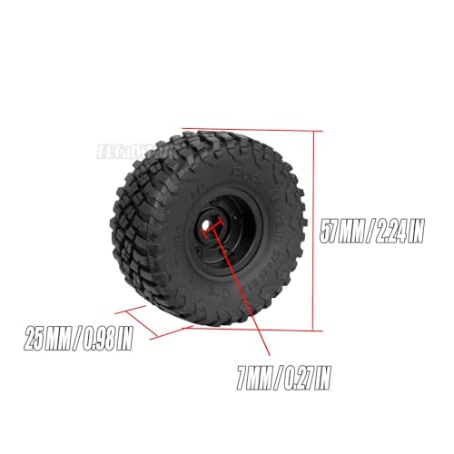 RC 1.0" Wheels and Tires for 1/18 TRX4M,1/24 SCX24 RC Crawler Car,RC Off Road Buggy Rally Truck Wheel and Tires,1.0 Alloy Wheel Rims & Rubber Tires,w/Foam Inserts,7mm Hex Rim,4PCS-(C) - style: 1.0 - (C-Bailuchi Tires)