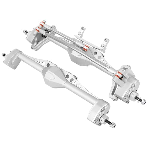 Metal Front and Rear Portal Axle Completes Set with Servo Mount for Axial 1/10 RC Crawler Capra 1.9 UTB AXI03004 AXI03000T1 T2 Buggy F9 Upgrade Parts (Silver) - color: Silver