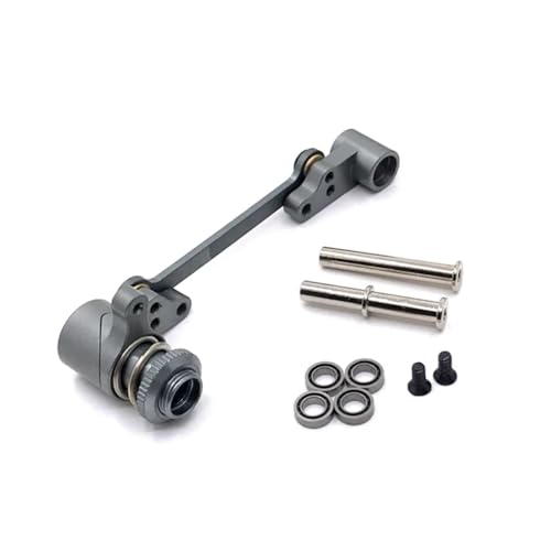 for Wltoys 144010 144001 144002 124016 127017 124018 124019 LC 1/14 RC Car Upgrade Metal Steering Assembly Repair Parts RC Car Repair Kit(Gray) - color: Gray