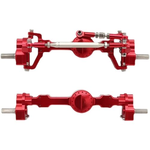Metal Front and Rear Portal Axle Assembly Kit with 10.5mm High Ground Clearance for MN D90 MN99S FJ45 for WPL C14 C24 RC Crawler 1/12 1/16 Scale Upgrade Parts (Red) - color: Red