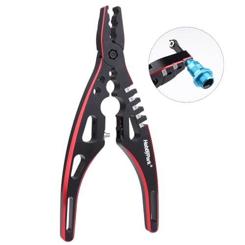 HobbyPark Multi-Function RC Shock Pliers Tool RC Shock Shaft & Tie Rod Clamp, Ball Link Remover for 1/8 1/10 RC Car Truck Crawler Buggy Drift (Black & Red) - color: Black & Red