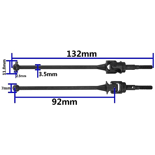 2Pcs ShareGoo Steel CVD Drive Shaft Dogbone Joint Universal Axle Set 92mm Compatible with 1/10 Axial Yeti Rock Racer EXO Terra RC Buggy #AX31135