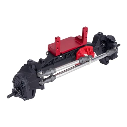 SCX10 III Servo on Axle Mount, AR45P Portal Axle 4-Link Suspension for 1/10 RC Crawler Car SCX10 III Aluminum Alloy Upgrade Parts (Red) - color: Red
