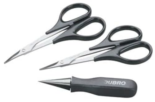 Du-Bro Body Reamer Straight Scissors & Curved Scissors Set, Punching & Trimming Tools Set for RC Car Body Shell, 3 pc set - style: With Curved & Straight Scissors