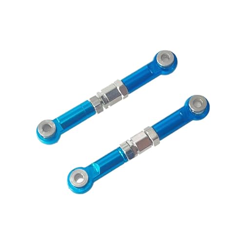 Aluminum Adjustable Steering Tie Rods Turnbuckles Linkages for MJX for HG 14209 14210 H14BM 1/14 RC Car Upgrade Parts (Blue) - color: Blue
