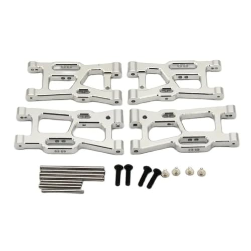 RC Remote Control car Swing arm Parts for wlto | CNC Aluminum Suspension A-Arms Set for 124008 124010 144001(Silver) - color: Silver