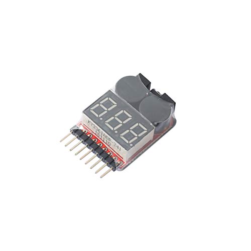 DEVMO 5pcs 1S~8S LiPo Life LiMn Voltage Checker Tester, Low Voltage Warning Alarm Buzzer with LED Indicator fit Remote Control Helicopter Spare Parts Monitor