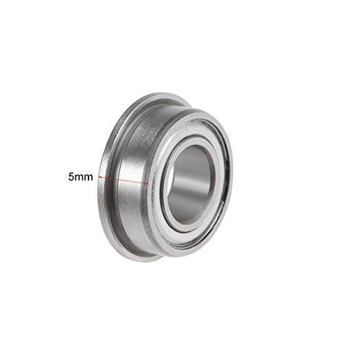 uxcell F687ZZ Flanged Ball Bearing 7x14x5mm Shielded Chrome Steel Flange Rip Bearings 10pcs - size: 7x14x5mm