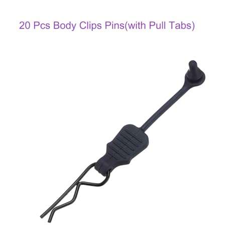 DMiotech 20Pcs Body Clips Pins with Pull Tabs, Black Universal RC Cars Parts Shell Replacement Parts for 1/10 1/12 Scale RC Car