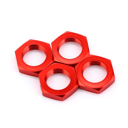 Aluminum Alloy 17mm Wheel Hex Nut Upgrade Part for Arrma 1/8 Typhon 3s 1/10 Big Rock V3 (Red)