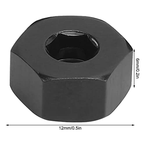 4pcs RC Hex Combiner, Wheel Hub Hex Adapter 5mm to 12mm Combiner Available for WPL D12 1/10 RC Model Trucks (Black BL)