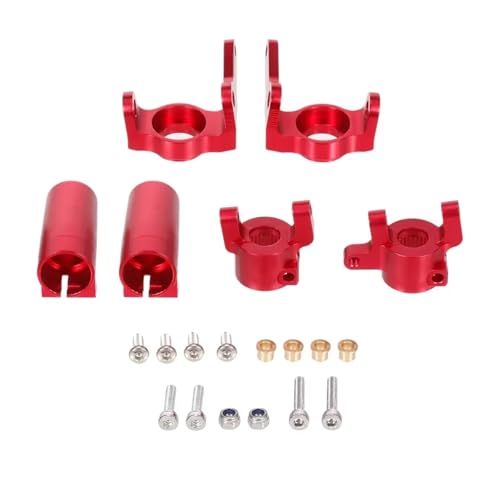 RC Steering Knuckles For Axial For SCX10 II 90046 90047 Metal Front Steering Knuckles C Hub Carrier Rear Axle Lock Out Set RC Car Parts(Red) - color: Red