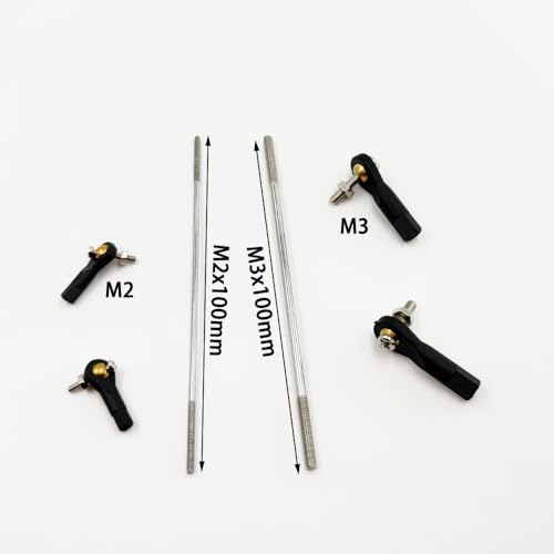 2PCS RC Toy Push Rod Adjustable Tie Rods Ball Head Joint Servo Linkage Link Rod for RC Airplane Helicopter Car Boat DIY Model Toy Parts (M2x100mm/M3x100mm) - style: M2x100mm/M3x100mm