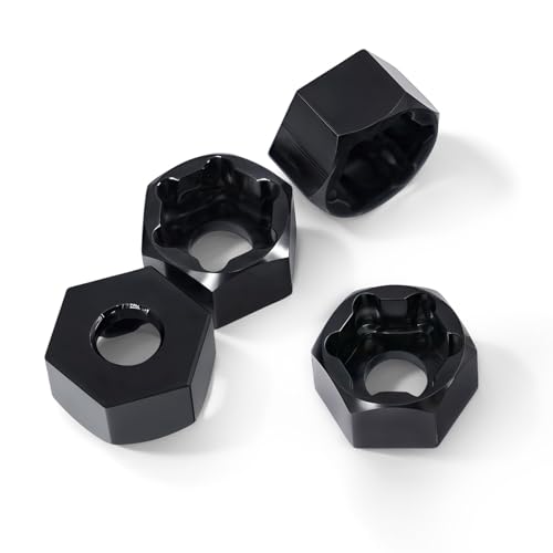 4Pcs 5mm to 7mm RC Wheel Hex Adapter, Aluminum Hex Hub Converter for 1/10 & 1/24 RC Crawler, CNC Machined Wheel Hub Adapter (Black) - color: Black