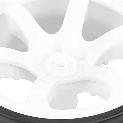 RC Drift Tires, 4PCS 6 Spoke Plastic Wheel Rims with Rubber Tires for 1/10 Scale On Road Drifting Cars, Ideal for Hobbyists Practice Sessions(White)
