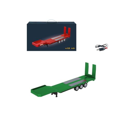 1/18 Scale Flatbed Trailer for 770S Tractor, Heavy Duty RC Semi Trailer Model with Adjustable Ramps Stands, Adult Collectible Truck Accessory - color: Green Flatbed