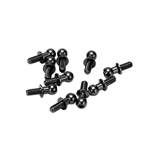 Dilwe 10pcs RC Aluminum Alloy Ball Link Track Rod Ball Screw Link Rod Shock Absorber End Compatible with TT01 TT02 RC Car(Black)
