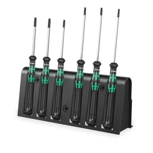 Wera 2067/6 Kraftform Micro Torx BO Tamper-Resistant Electronics Screwdriver Set and Rack, 6-Piece - size: Torx BO: TX7x60mm, TX8x60mm, TX9x60mm, TX10x60mm, TX15x60mm, TX20x60mm