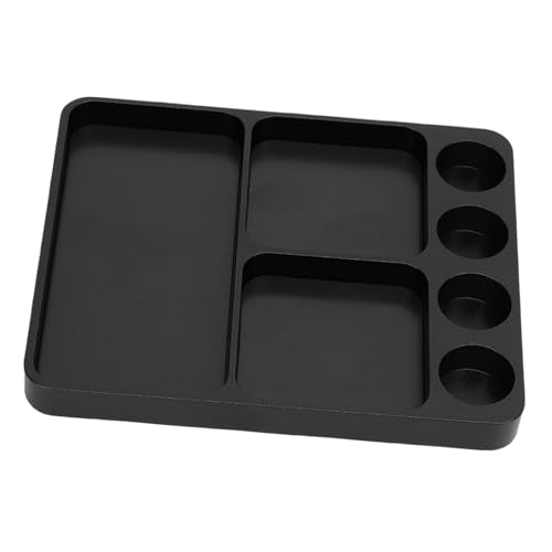Metal RC Screw Tray, Aluminum Alloy Magnetic Screw Holder Plate for RC Model Toy Repair, with Magnetic Pad Organizer for 1/10 Car Boat Plane (Black)