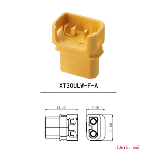 ELFCULB 10 Pairs Amass XT30ULW-A Connectors, XT30 Upgrade Female Connectors for Mini-UAV Robot (Yellow) - color: 10pcs XT30ULW-A Female