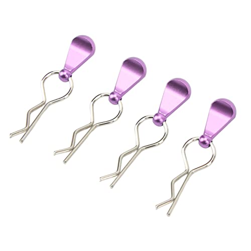 4Pcs Metal RC Car Body Clips with Pull Tabs for 1/8 1/10 Remote Control Car Upgrade Parts (Purple) - color: Purple