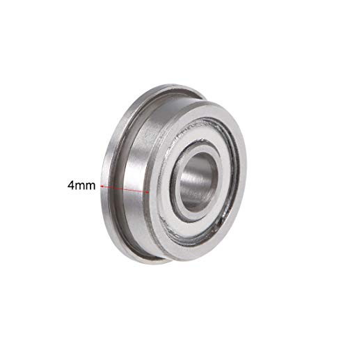 uxcell F604ZZ Flanged Ball Bearing 4x12x4mm Shielded Chrome Steel Flange Rip Bearings 10pcs - size: 4x12x4mm