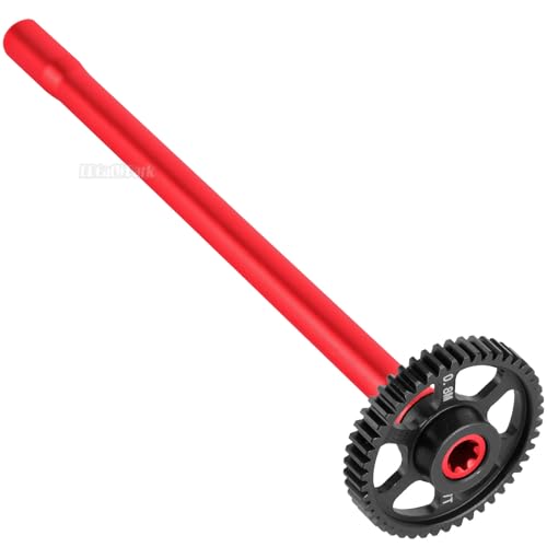Steel 47T 0.8Mod Main Gear & Center Drive Shaft Axles Upgrades Part for 1/16 Mini Maxx 4WD RTR Brushless Monster Truck (107154-1),RC Spur Gear 47 Tooth and Center DriveShaft CVD,Red - color: Red - (47t Gear & Center Drive Shaft)