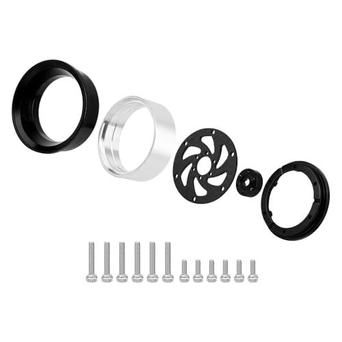 ModuWheel 1.3" Negative Offset Aluminum + Carbon Fiber Base Beadlock Wheels for 1/24 1/18 SCX24 TRX4m Ascent-18 RC Crawler (black) - color: black
