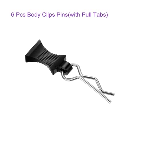DMiotech 6Pcs Body Clips Pins with Pull Tabs, Black Universal RC Cars Parts Shell Replacement Parts for 1/8 1/10 1/12 Scale RC Car