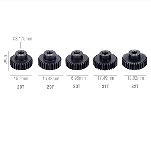 3.175mm 48P Pinion Gear 28T 29T 30T 31T 32T 1/10 RC Motor Gears Set | Metal Steel,With Hex Key for Arrma HSP HPI AXIAL Tamiya Losi Brushless Brush Motor RC Upgrade Part - style: 28T 29T 30T 31T 32T