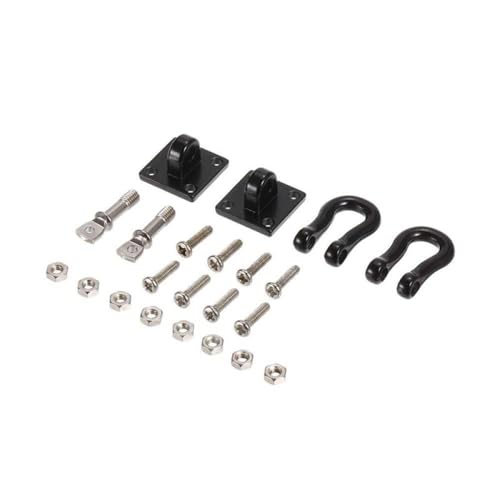 RC Crawler Tow Hook Set 1/10 Scale Metal Trailer Hooks Compatible with 90046 Red Black(Black) - color: Black