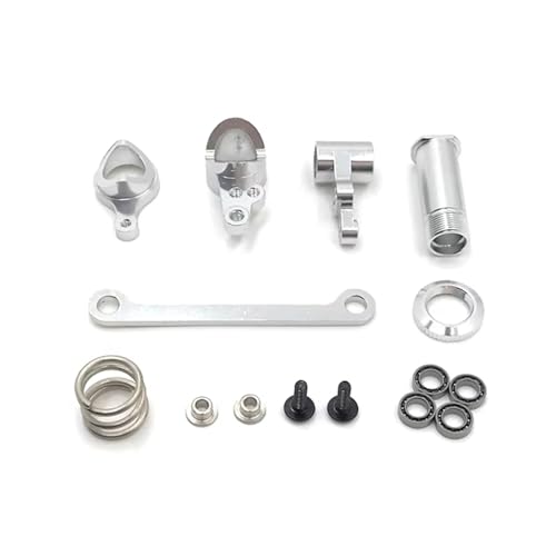 RC Car Accessories Compatible with WLtoys 144010 144001 144002 124016 124017 124018 124019 RC Car Parts Metal Upgrade 4 * 7 * 2 Bearing Steering Assembly(White) - color: White