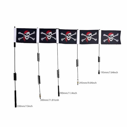 1/8-1/10 RC Antenna with Pirate Flag RC Car Parts RC Decoration for 1:8-1:10 RC Crawler Axial SCX10 90046 TRX-4 TRX4 D90 D110 Tamiya CC01 (2pcs 330mm/13 Inch)