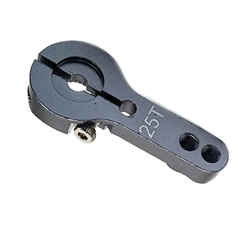 DEVMO 5PCS 25T Aluminum Servo Horns M3 Threads Metal Steering Arm for RC Car Truck Buggy Airplane,Gray
