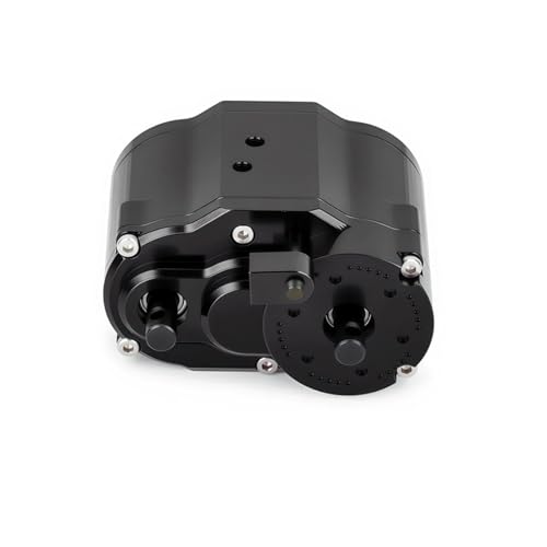 2-Speed Transfer Case Gearbox 48P Dual Speed Transmission 1.8:1/0.7:1 for 1/10 RC Crawler 4WD (Black/Red) (Black) - color: Black
