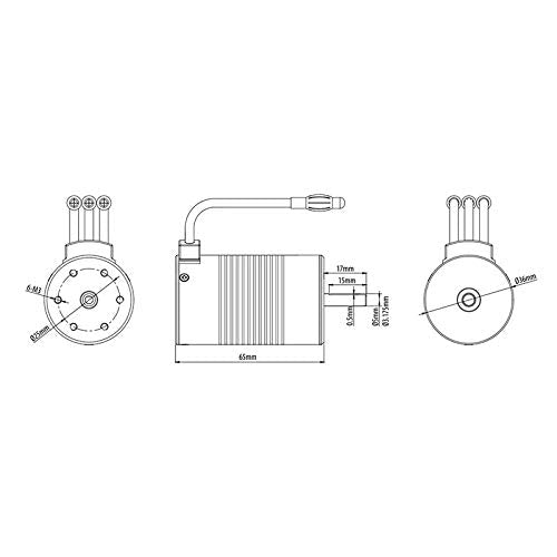 3665 4-Pole Waterproof Brushless Sensorless Motor for RC Car, Truck 3100KV, 2Y